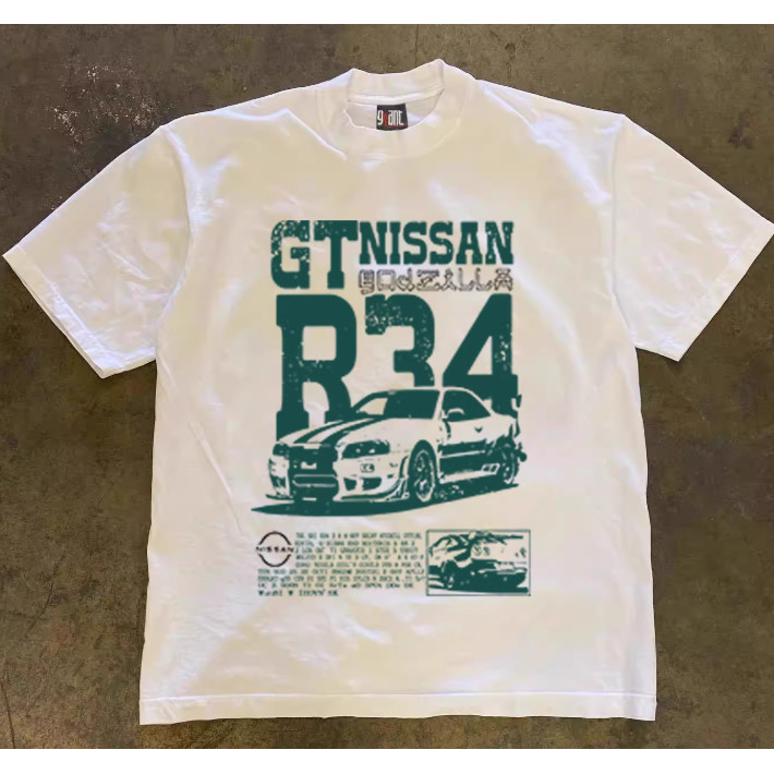GTR racing style top, JDM style, NISSAN SKY LINE sports car club custom short-sleeved shirt