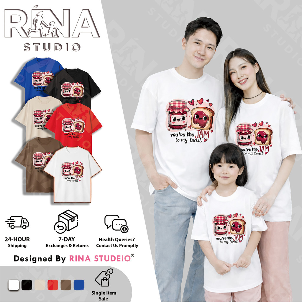 & COD RINA STUDIO Áo thun cổ tròn tay ngắn ngày lễ tình nhân 1 cặp thực phẩm Cotton tinh tế siêu dễ 