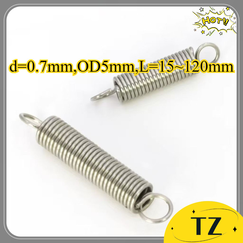 Lò xo căng thẳng inox 304 d = 0,7mm, OD5mm, L = 15 ~ 120mm lò xo căng thẳng có móc, áp dụng cho cửa 