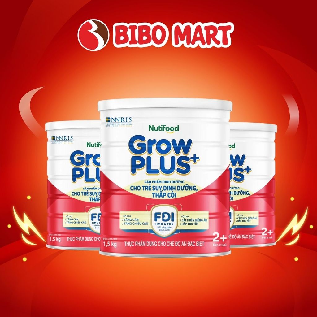 Sữa GrowPLUS+ Đỏ Hỗ Trợ Tăng Cân Tiêu Hóa Tốt Đề Kháng Khỏe Phát Triển Lon 1.5kg Cho Bé 2+-Bibomart