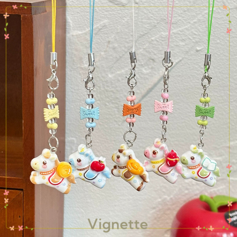 [Vignette] - COD Dây điện thoại di động đính cườm hoạt hình dễ thương phong cách sáng tạo phụ kiện điện thoại di động