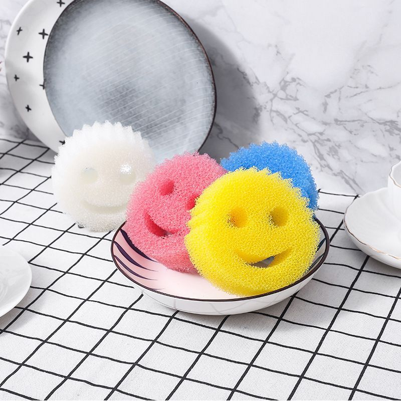Hot Sale#Thickened American Smiley Face Dishwashing Cleaning Block, Kitchen Water-Absorbing Magic Wi