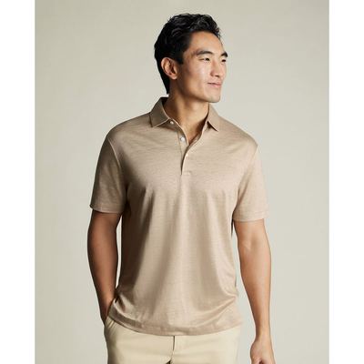 CHARLES TYRWHITT - Áo polo nam cổ bẻ tay ngắn Pure Linen_JEP0448-OAT