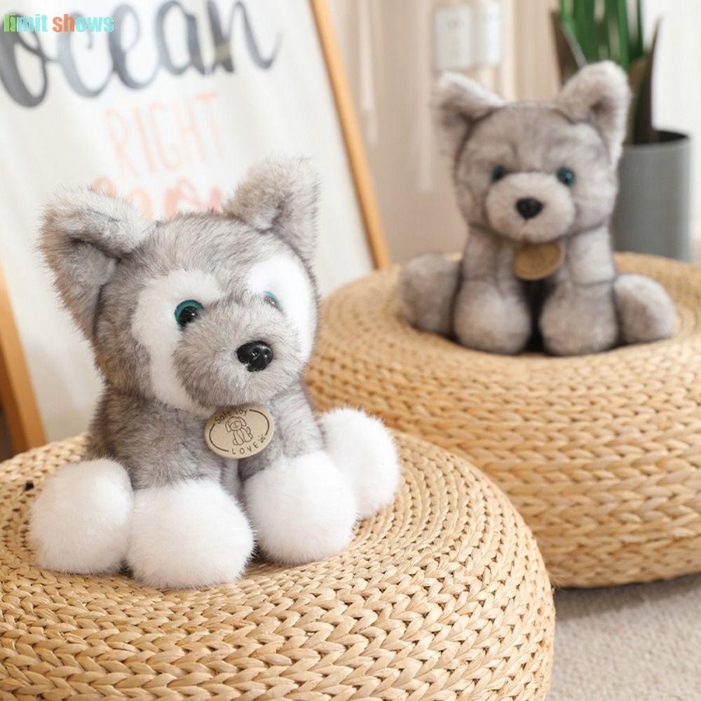 GIỚI HẠN HIỂN THỊ Đồ chơi sang trọng cho chó ngồi, Búp bê sang trọng Wolfdog Schnauzer Huksy, Đồ chơ