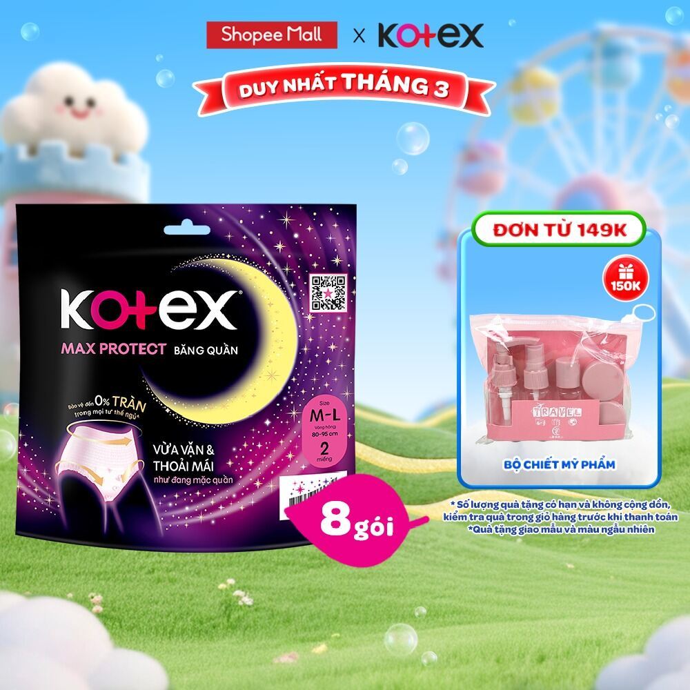 Combo 8 gói BVS Kotex Ban Đêm dạng quần cỡ M/L//XL 2 miếng