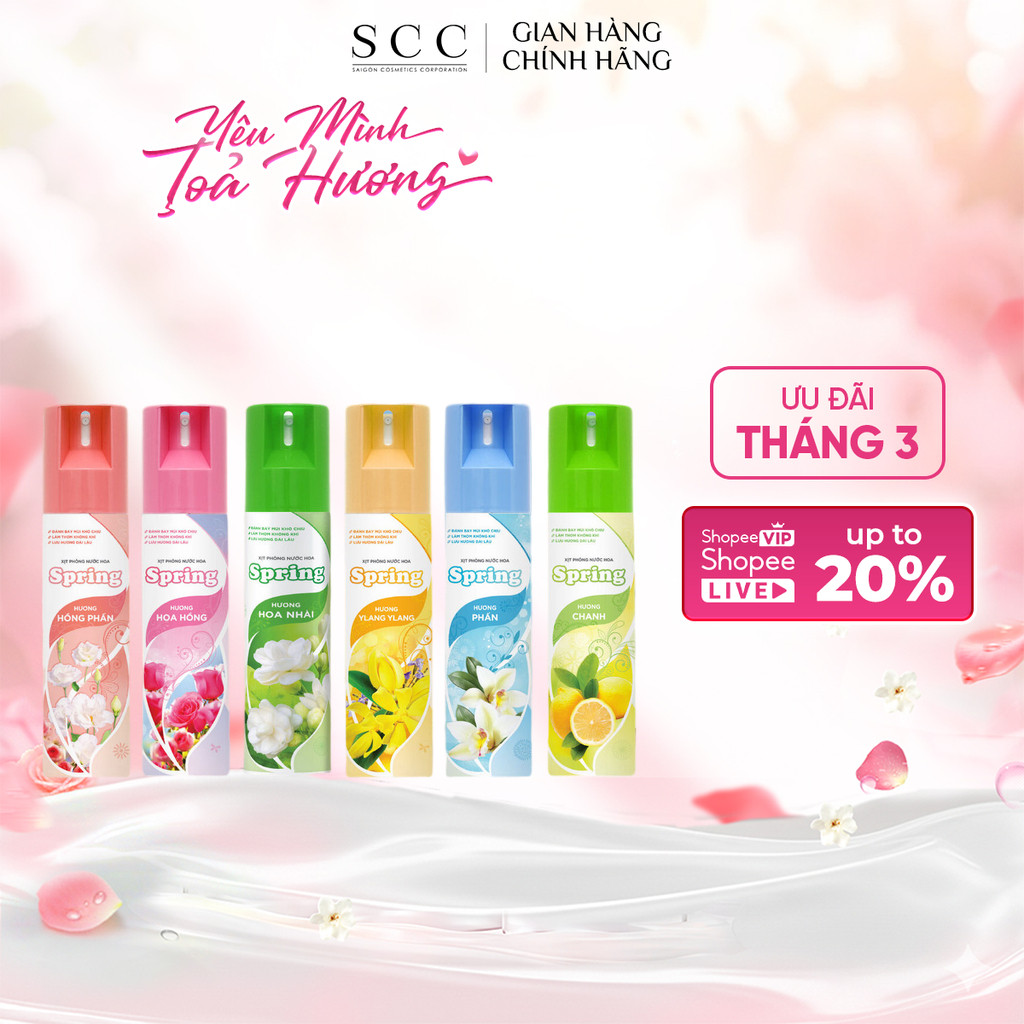 Xịt Phòng Nước Hoa SPRING Hương Thơm Dễ Chịu Khử Mùi Hiệu Quả 225ml/chai