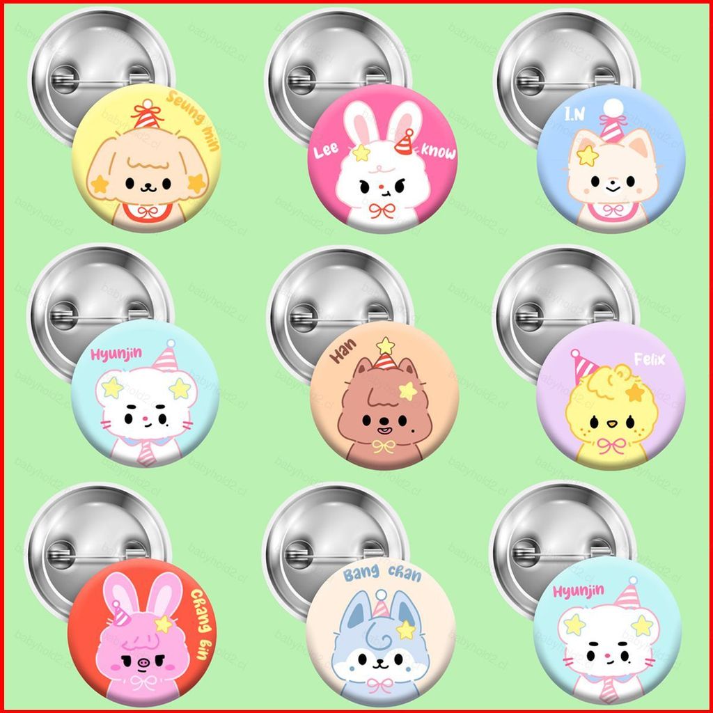 BH2 STRAY KIDS Lee Biết Tinplate Huy Hiệu Trâm Cài Hoạt Hình SKZOO JINIRT BbokAri Stars Ngoại Vi HB2