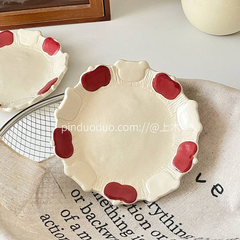 Ins Small Plate 6-Inch Ceramic Dessert Plate Good-looking Breakfast Plate Exquisite Cake Plate VD6c