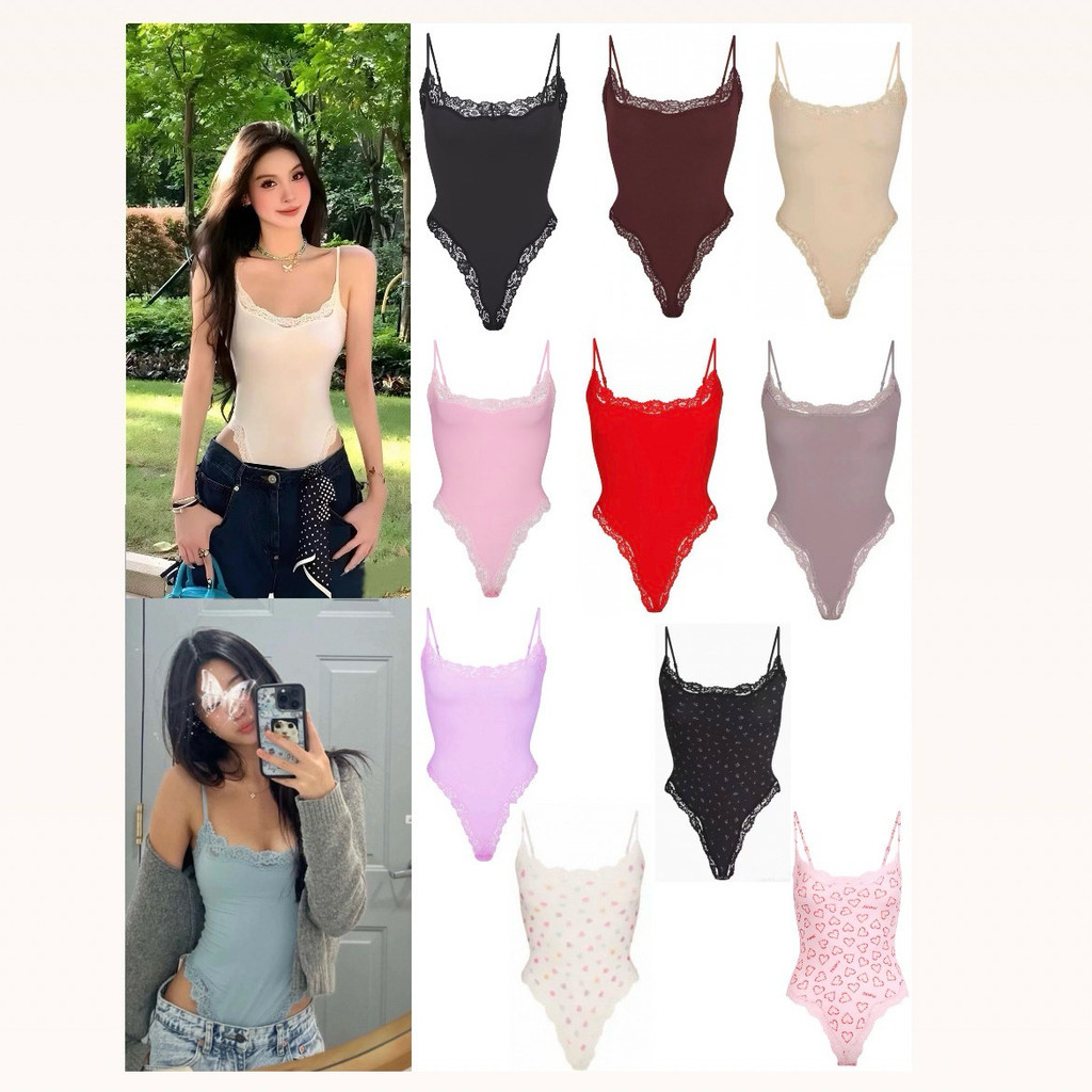 Skims Kardashian blogger's same style FITSEVERYBODY Lace-trimmed camisole jumpsuit