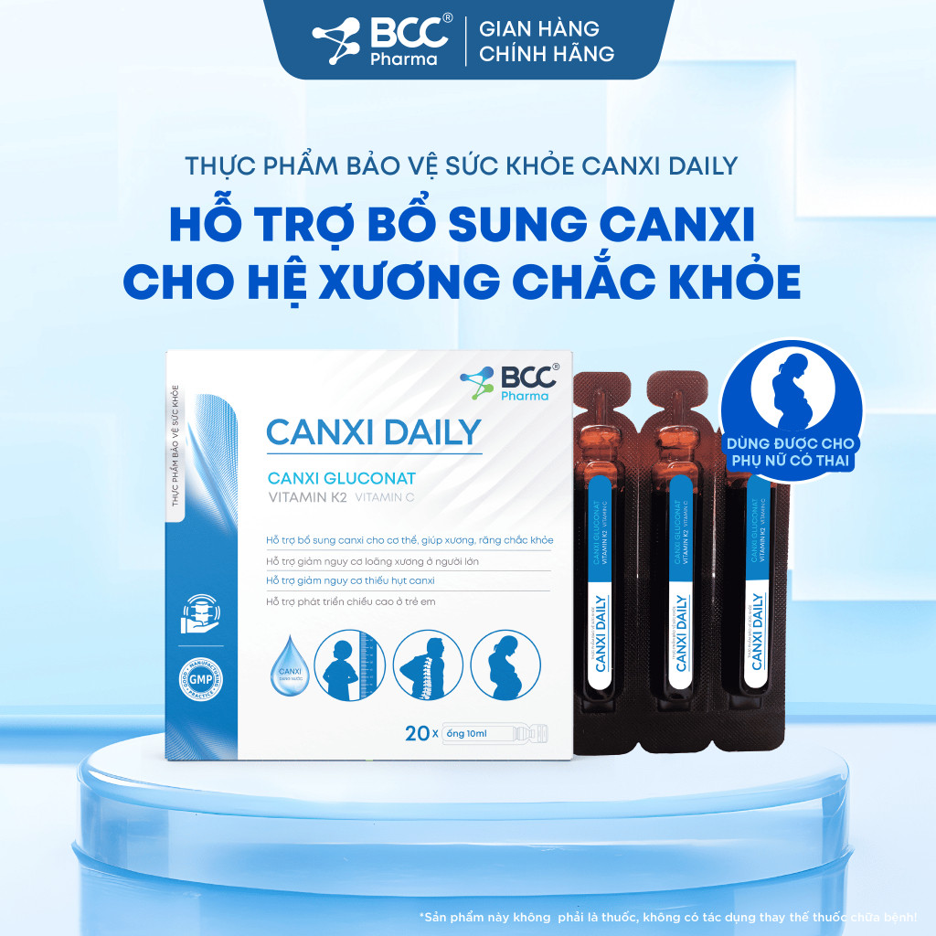[BCC PHARMA] TPBVSK Canxi Daily bổ sung canxi hữu cơ hỗ trợ ngừa loãng xương cho trẻ em, người già, 