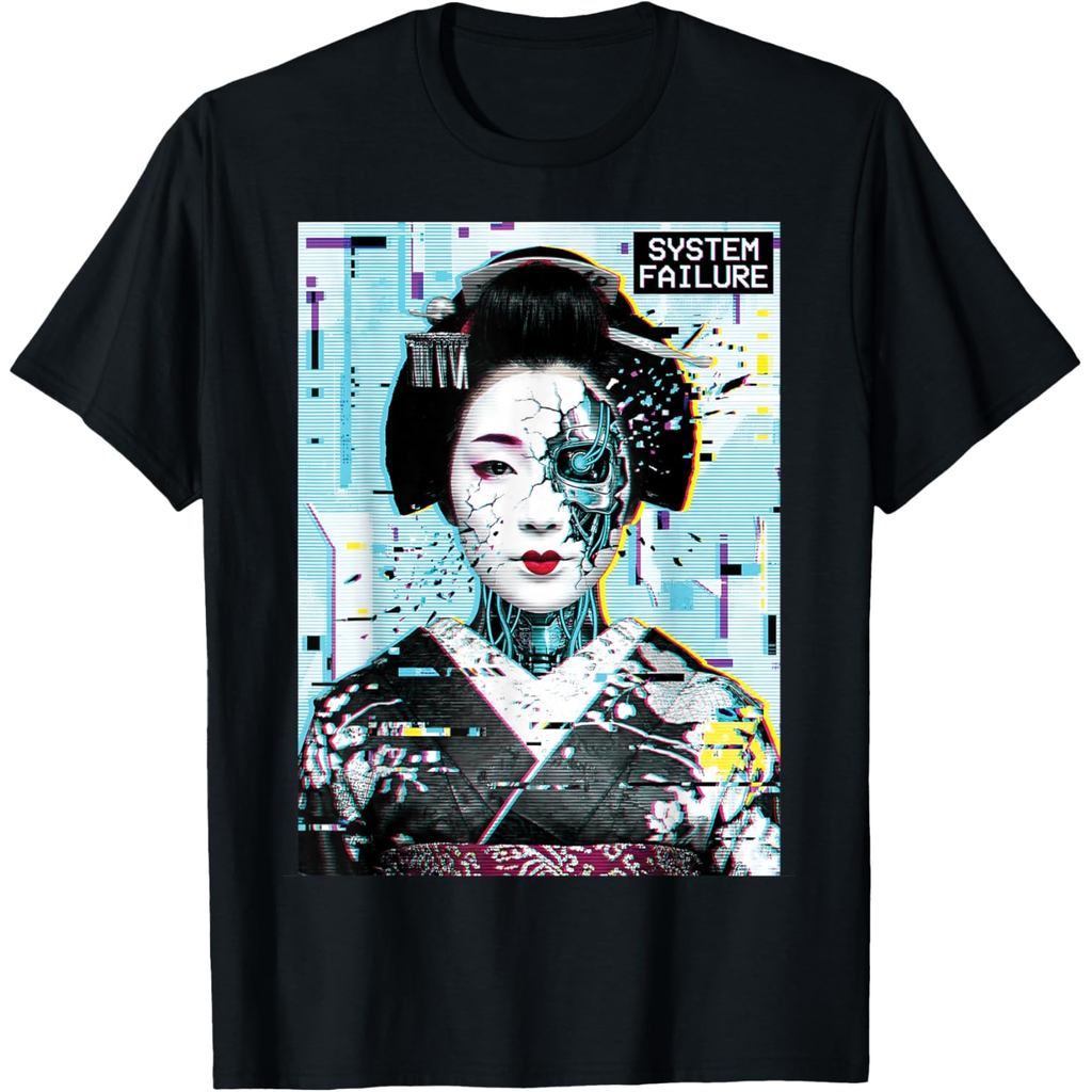 Áo thun nghệ thuật Cyber Punk Geisha Nhật Bản Retro Dạo Phố