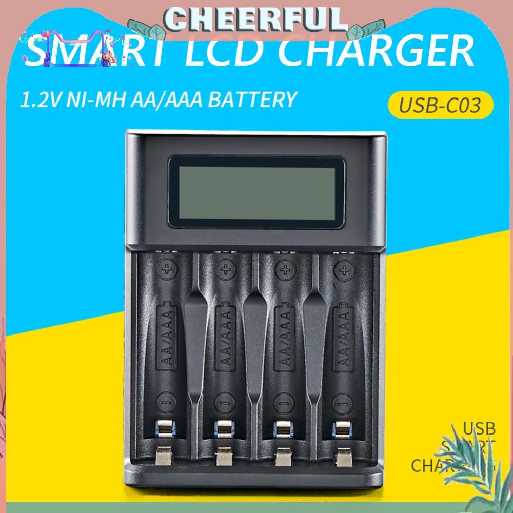 Màn Hình LCD 4 Khe Cắm AA AAA Sạc Pin Đầu Vào USB Sạc Nhanh Cho NI-MH / NI-CD AA AAA 1.2V Pin Sạc