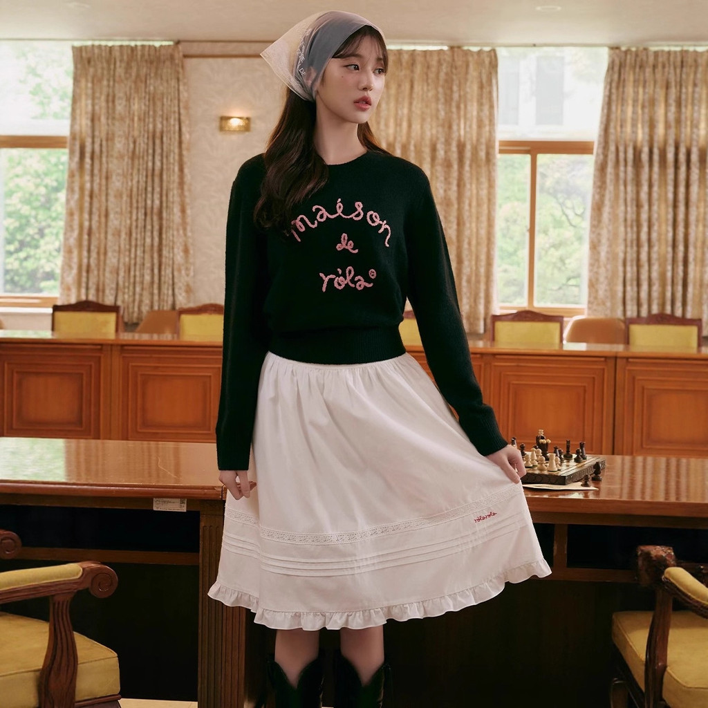 Rolarola Jang Won-young's same style Korean towel embroidery classic letter basic sweet girly round 