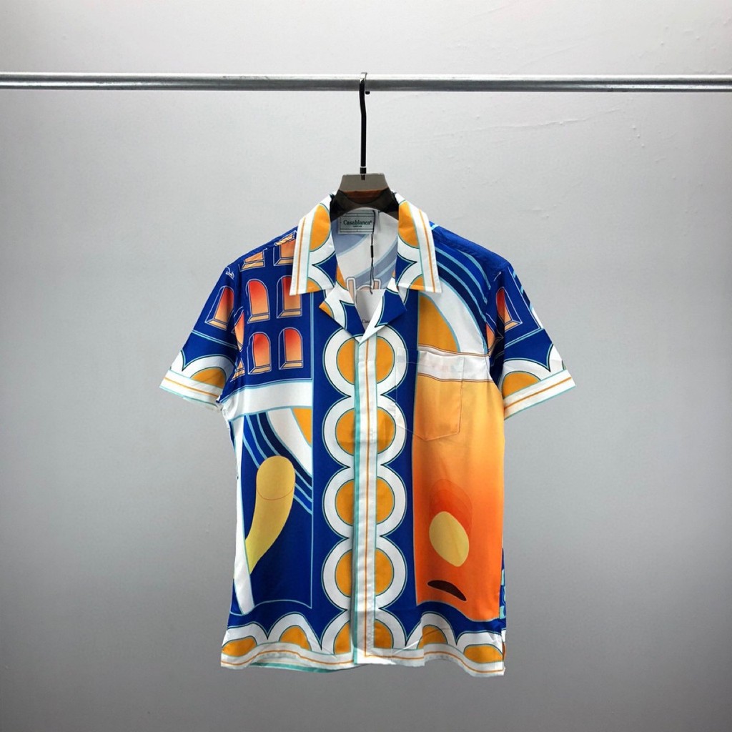 Casabla**nca Short-sleeved shirt, unisex, with a turn-down collar, versatile as a blazer or cardigan