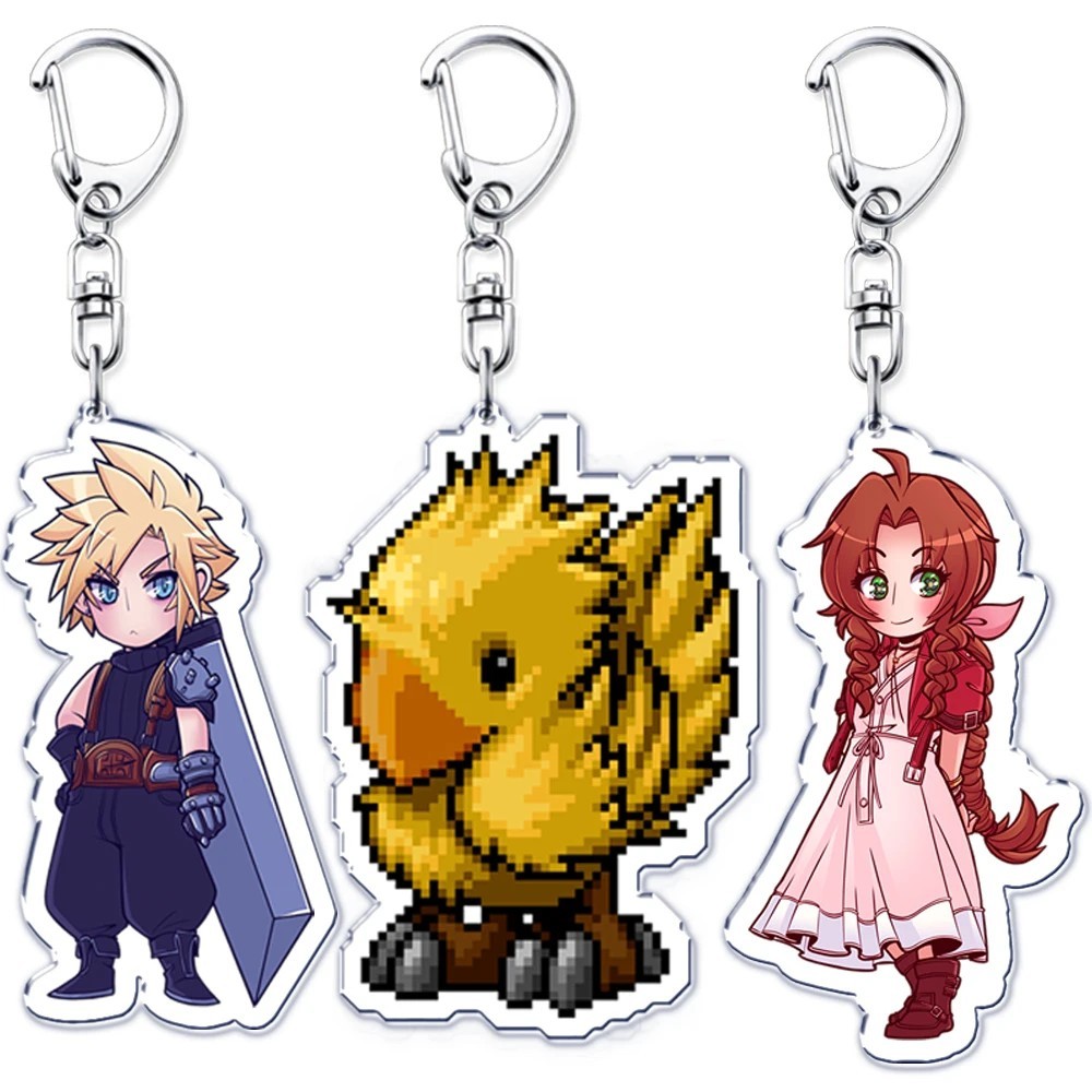 Móc khóa mica acrylic game Final Fantasy VII FF7 Cloud Strife Tifa Aerith Sephiroth phụ kiện trang t