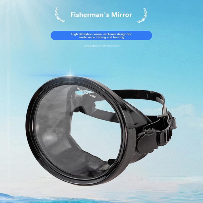 DRH Mặt nạ lặn ống thở hình bầu dục Mặt nạ câu cá toàn cảnh Kính lặn ống kính kính kính cường lực Kí