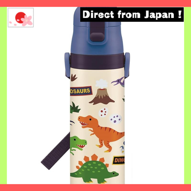 Skater Kids Water Bottle 470ml Direct Drinking Dinosaur Stainless Steel Lightweight Insulated Sports