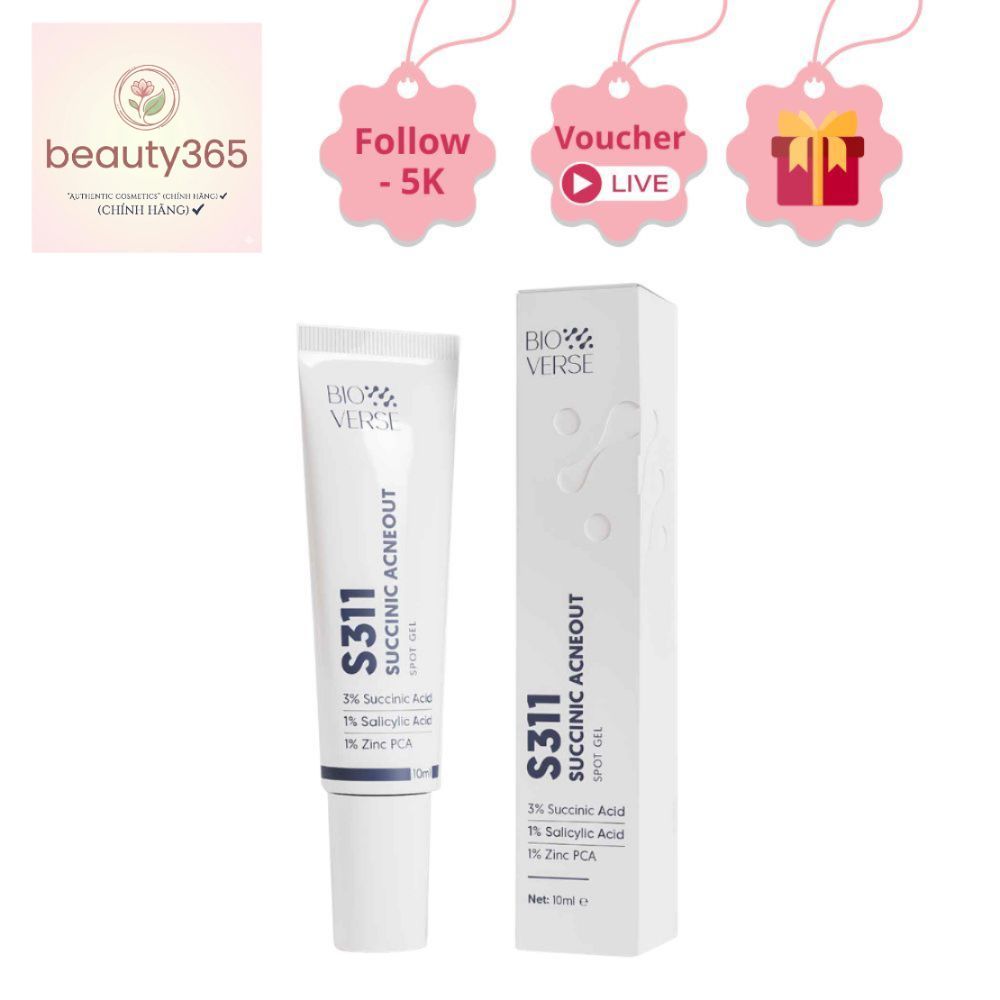 Gel chấm mụn Bioverse S311 Succinic Acneout hỗ trợ giảm mụn và se cồi mụn.
