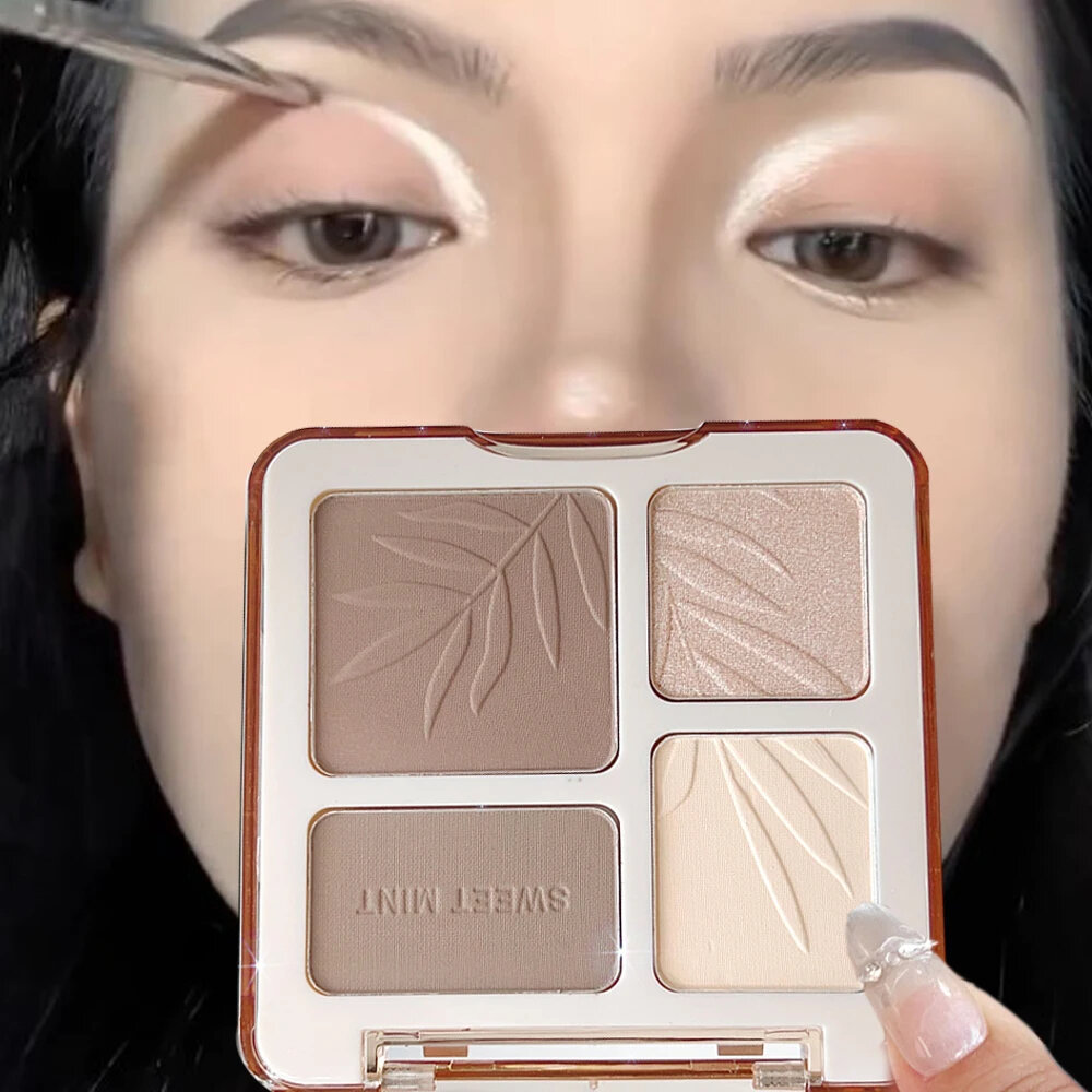 【 XZ Beauty 】 Bảng phấn vẽ đường viền 4 màu Face Matte Shadow Lasting Glow Brighten Contour Shimmer 