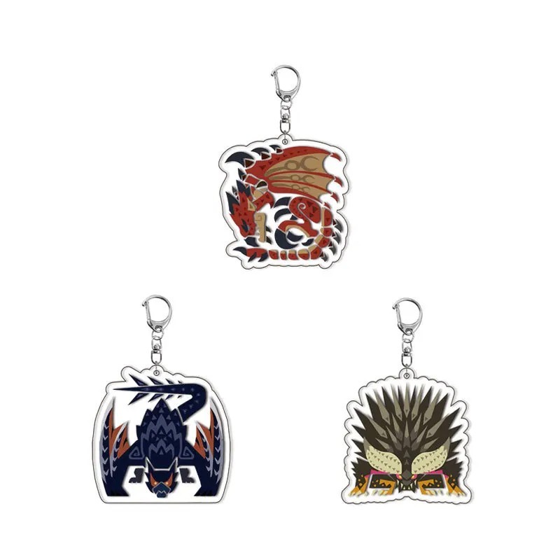 Móc khóa Monster Hunter mica Acrylic hình Rồng Chibi Rathalos Nargacuga Nergigante trang trí balo qu