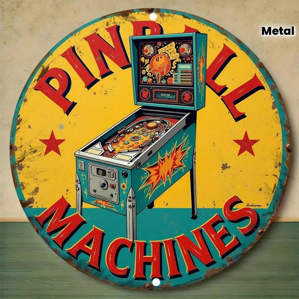 HELLOYOUNG Dấu hiệu kim loại Pachinko cổ điển, Trang trí nghệ thuật treo tường cổ điển cho quán cà p