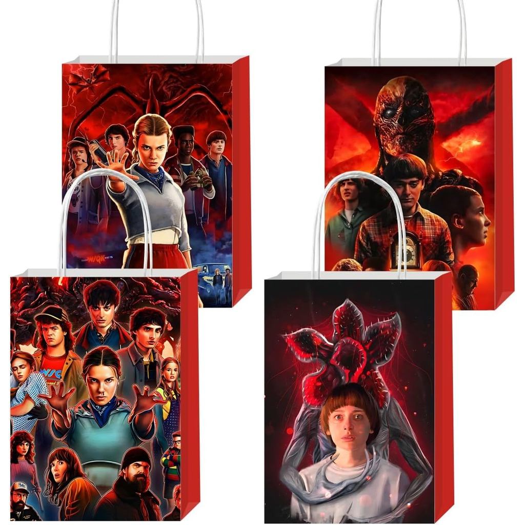 DSOE 12 Chiếc Stranger Season 5 Món Quà Tiệc Túi Có Tay Cầm, Stranger Season 5 Đồ Dùng Tiệc Sinh Nhậ