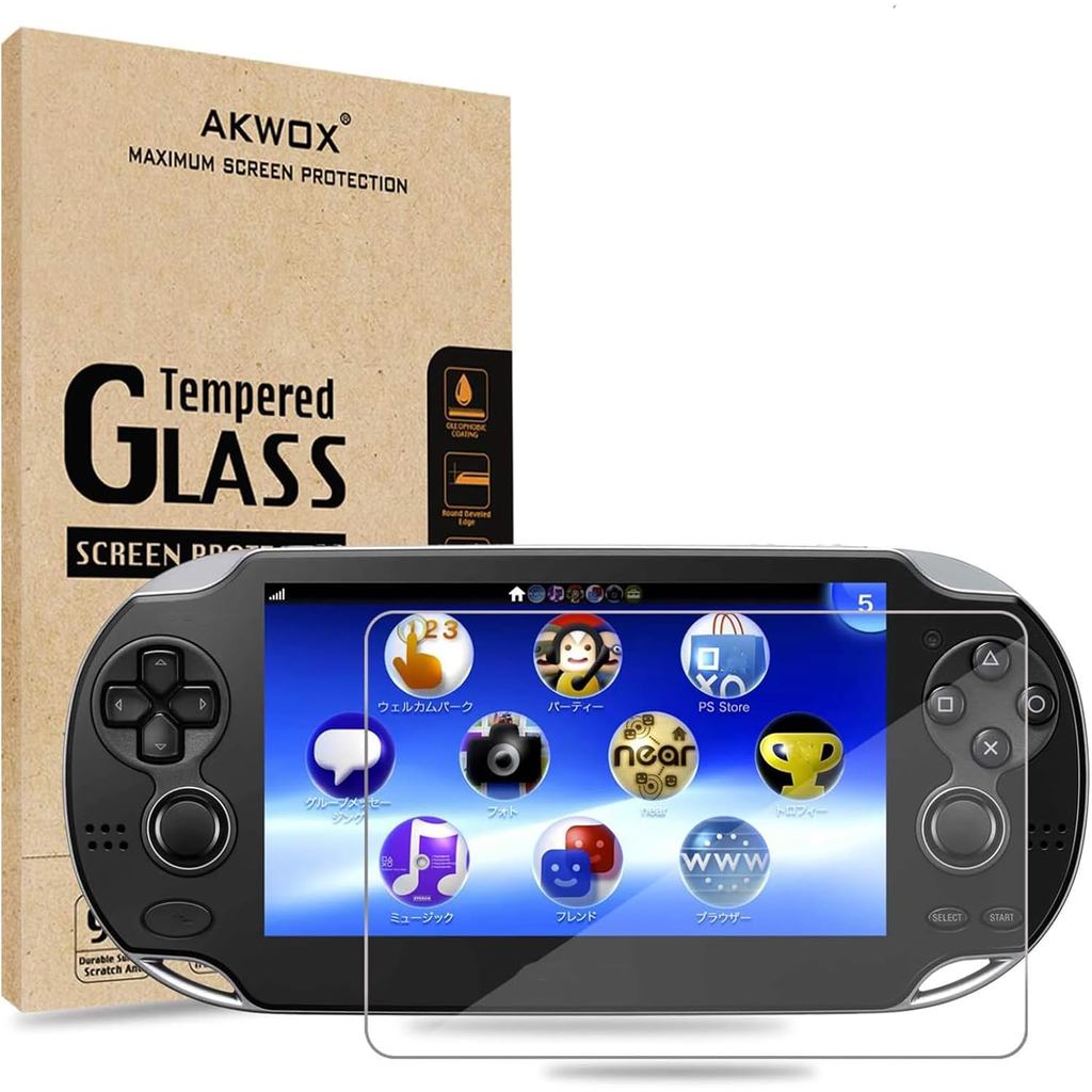 Miếng dán bảo vệ màn hình AKWOX Tương thích với PS Vita 1000 (Gói 2), Phim bảo vệ màn hình kính cườn