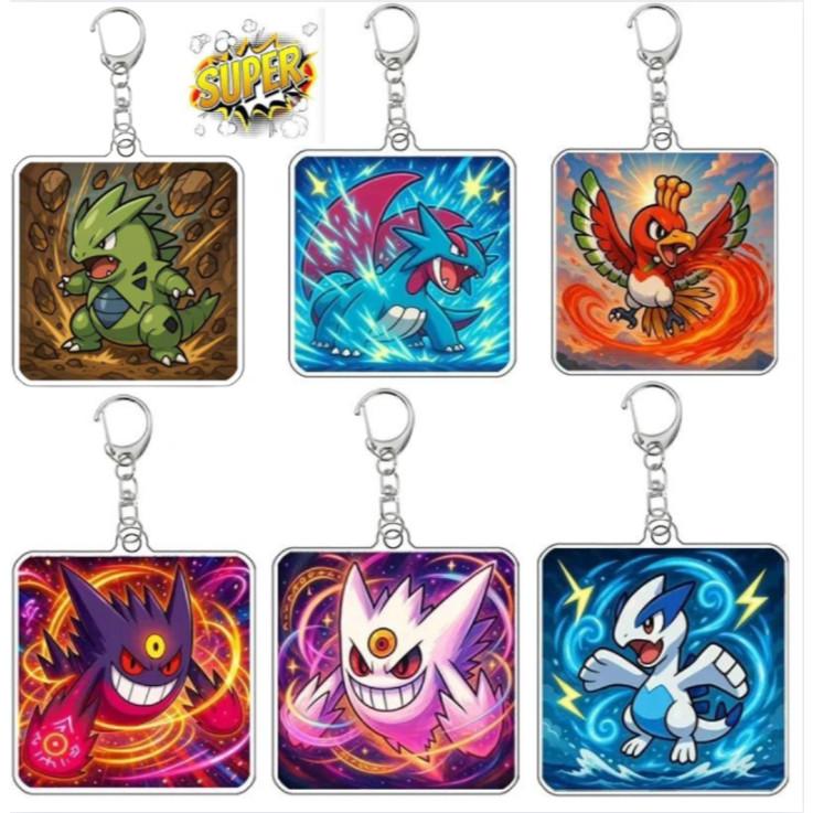 Móc khoá Pokemon Jessie Keychains Ho-Oh Meowth Gengar Lugia Arbok Rocket Team Diy Acrylic Action Toy