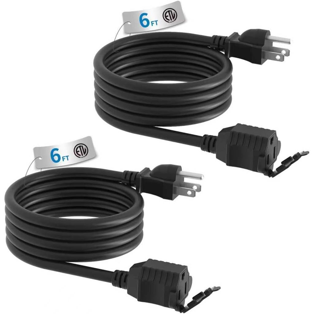 Dây nối dài ngoài trời trong nhà TiFFCOFiO Chống nước, Dây nguồn 6 Feet 3 Prong cho gia đình và sân 