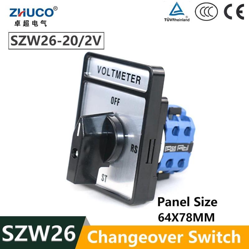 ZHUCO SZW26 / LW26-20 / 2V Vôn Kế Hướng Dẫn Sử Dụng 20A 660V Núm Đa Năng Chuyển Đổi Cam Switch 2 Cực
