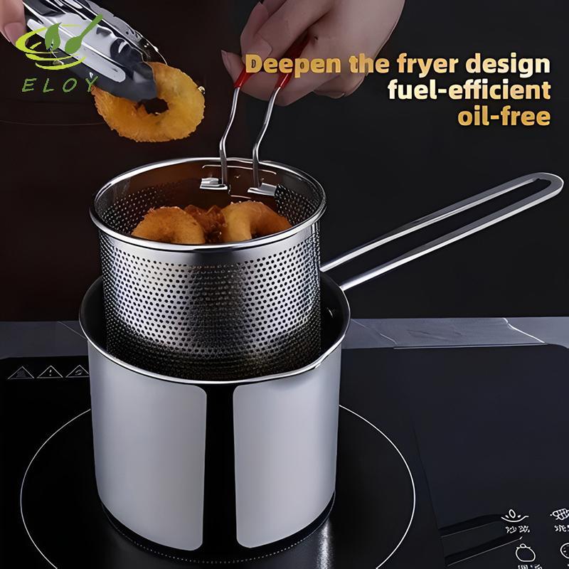 [ELOY] Nồi chiên sâu bằng thép không gỉ Nồi nhỏ đa chức năng Nồi chiên cụ thể dành cho nhà bếp và các dụng cụ nấu ăn khác VN