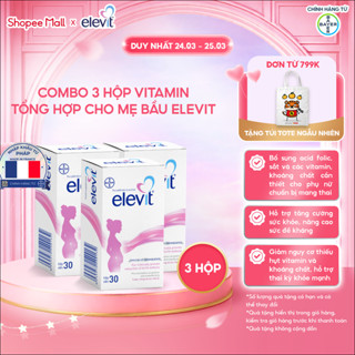 Bộ 3 Thực phẩm bảo vệ sức khỏe Elevit bổ sung Acid Folic, Sắt, Canxi, Các Vitamin và Các khoáng chất (30 Viên/Hộp)