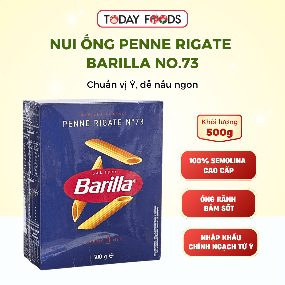 Nui Ống Penne Rigate Barilla No.73 500g Nhập Khẩu Ý