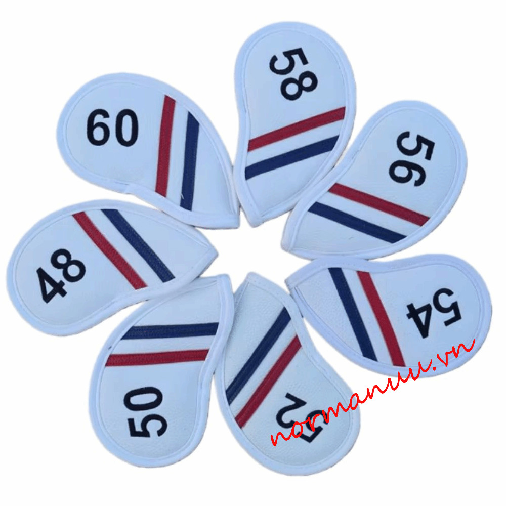 NORMAN6G Golf Wedge Cover, Da PU 56 58 60 Độ Sand Wedge Headcover, Câu Lạc Bộ Góc Đen / Trắng Số Lớn