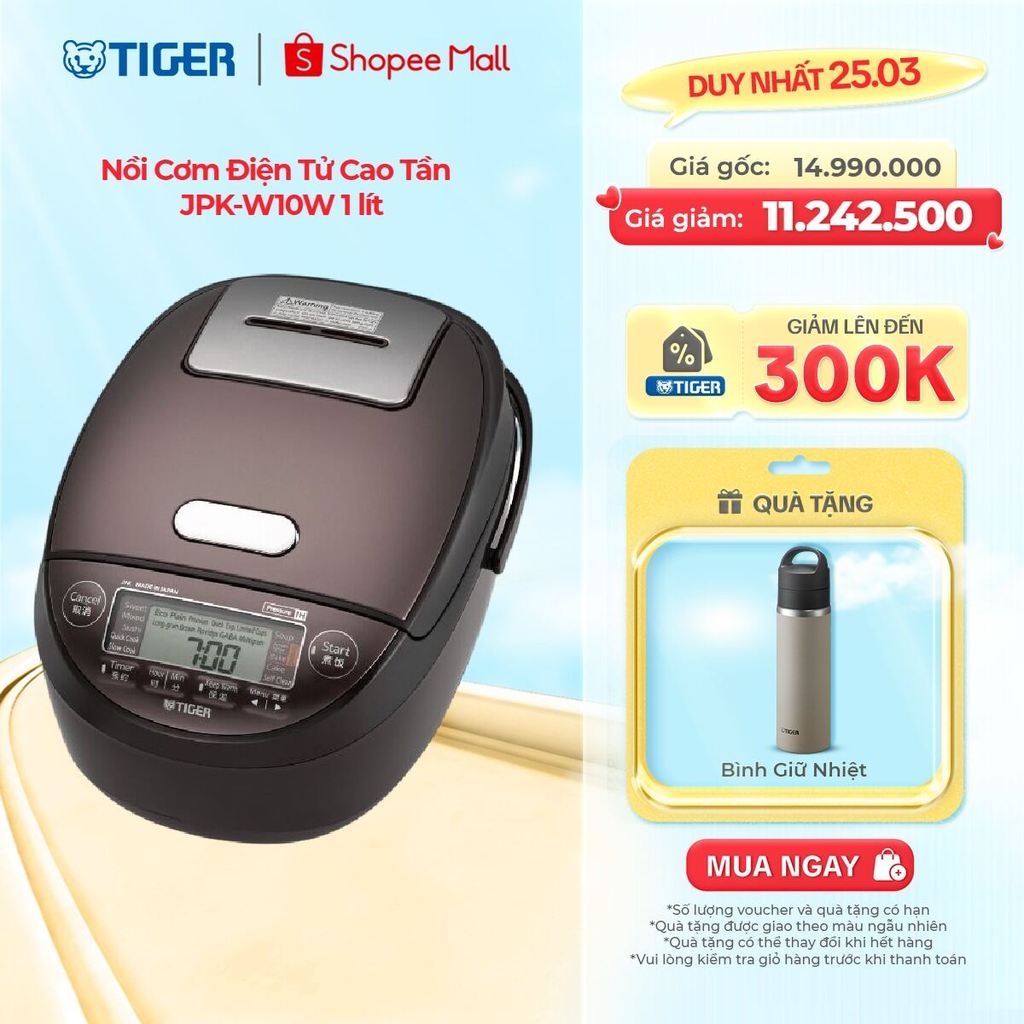 Nồi Cơm Điện Tử Cao Tần Tiger JPK-W10W 1 lít - Hàng chính hãng