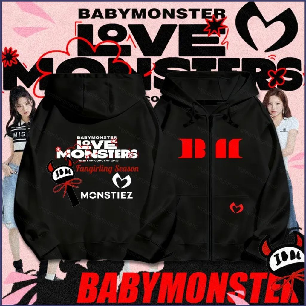 Áo hoodie BabyMonster AHYEON Love Monsters XXS-6XL, có dây kéo, unisex