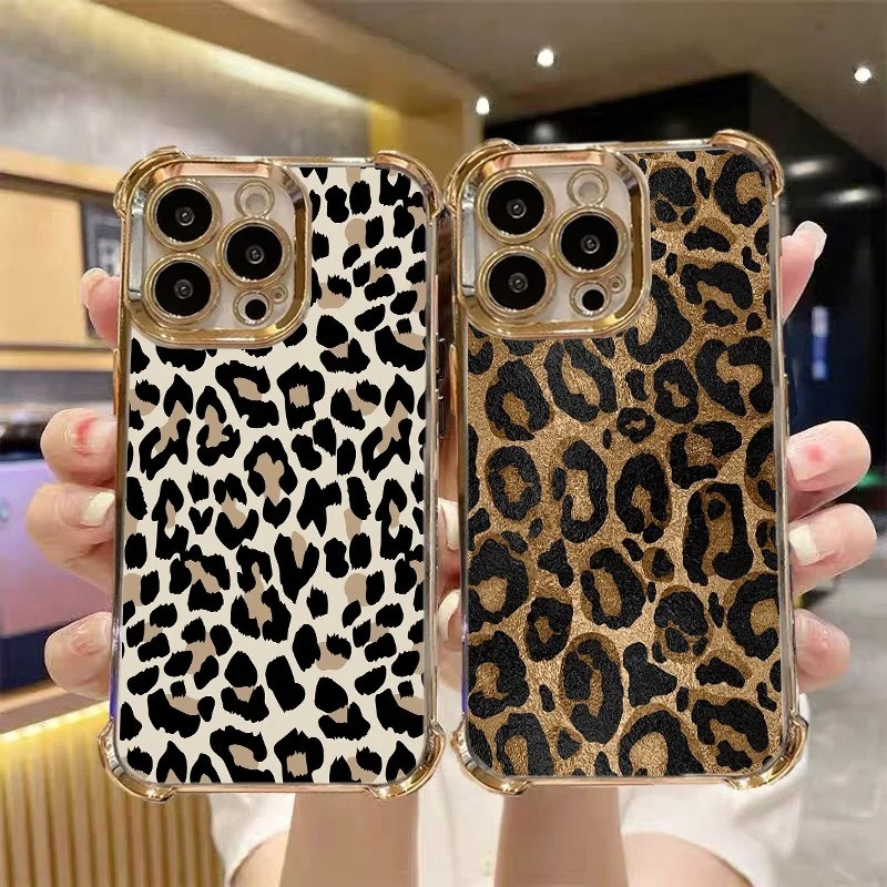 Ốp Mạ In Da Báo Thời Trang Cho Realme C85 Pro C83 C75 C73 C71 C67 C65 C61 C61 C55 C53 C51 C35 INS Vỏ