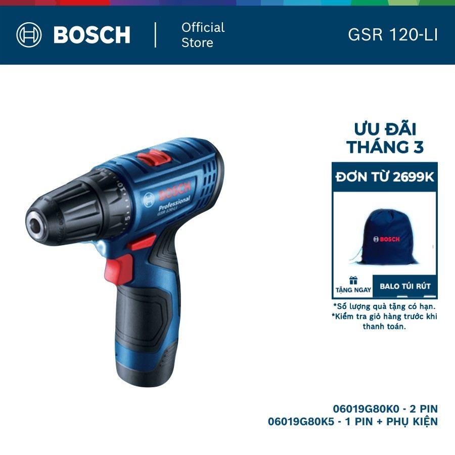 Máy khoan vặn vít dùng pin Bosch GSR 120-LI