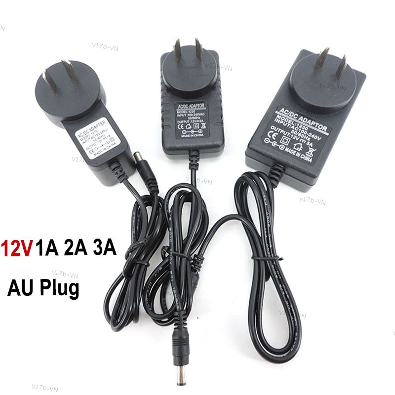 AC 220V sang DC 12V 1A 2A 3A AU NZ Cắm Biến Áp Úc 2000ma 3000ma Bộ Sạc Nguồn Điện 5.5x2.5 2.1mm new 