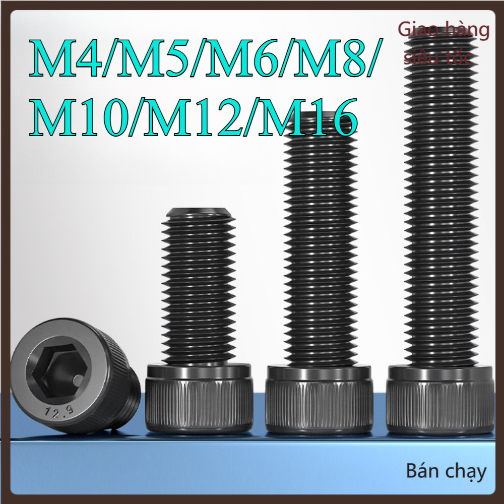 Bu lông ren trái cấp 12.9 vít đầu chén lục giác chìm ren ngược đầu trụ ren ngược M4 / M5 / M6 / M8 /