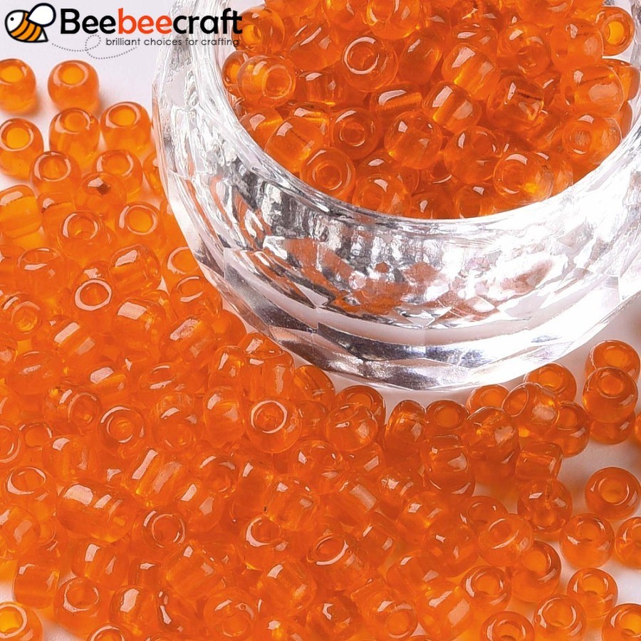 1 pound Hạt Thủy Tinh Trong Suốt Tròn Cam 6 / 0 4mm Lỗ: 1.5mm 4500 hạt / pound