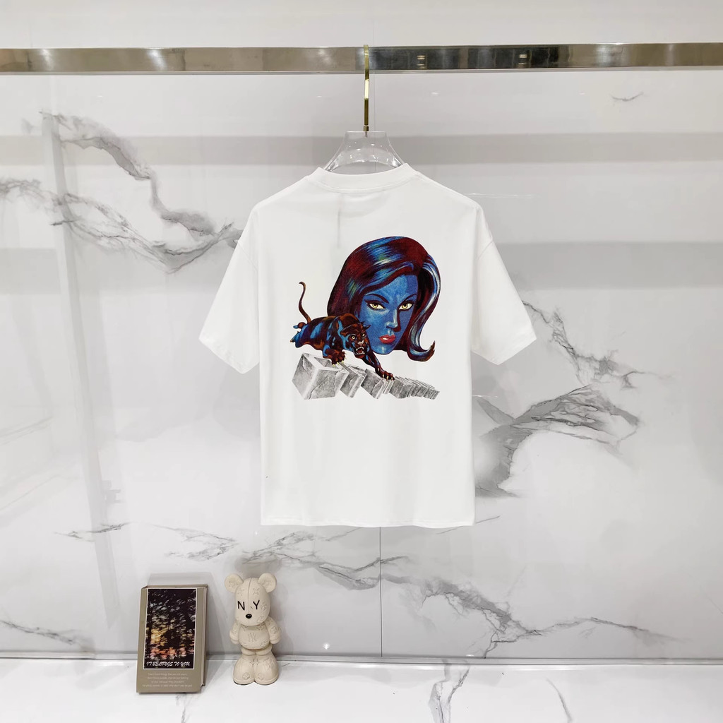 4L4D Off-White Pure cotton for summer Beast Woman Print Short Sleeve Shirt T T-shirt Couple Style