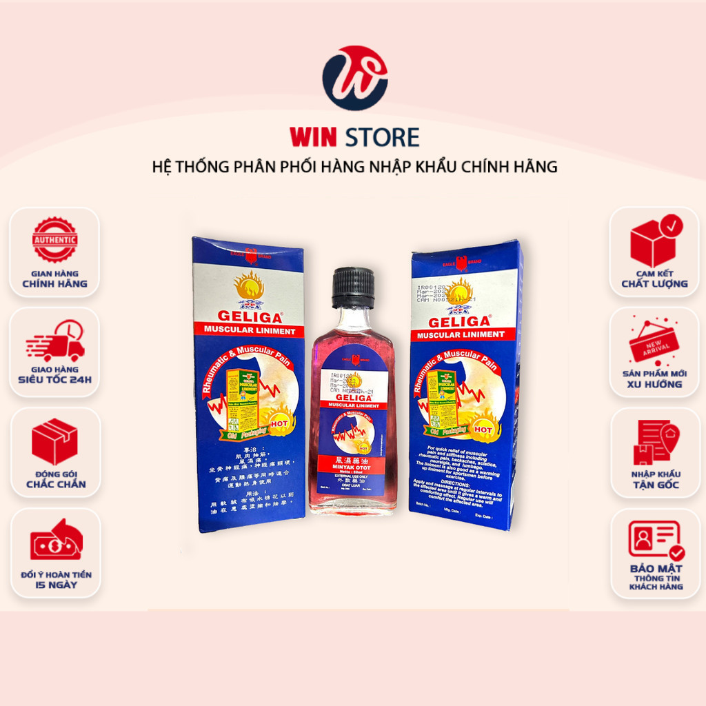 DẠNG NƯỚC - Dầu Gió Nóng Xoa Bóp Geliga Muscular Liniment Indonexia 60ml