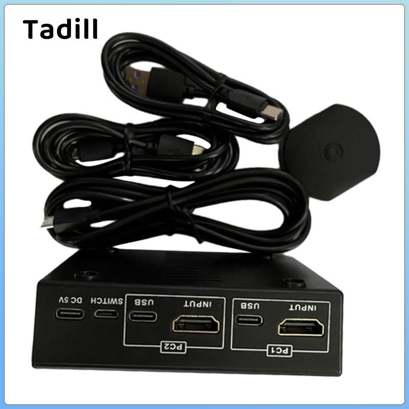 KVM Switch 2 Cổng Hộp Hỗ Trợ Chia Sẻ 2 PC 4K @ 60Hz Với 2 Cáp USB