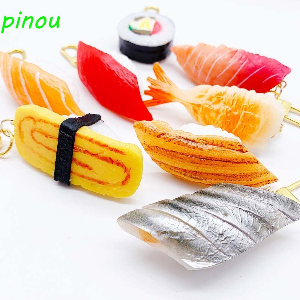 DÀIQIYING Mô Phỏng Sushi Móc Khóa Cá Tính Nữ Sushi Cá Hồi Biển Urchin Sushi Sáng Tạo Móc Chìa Khóa
