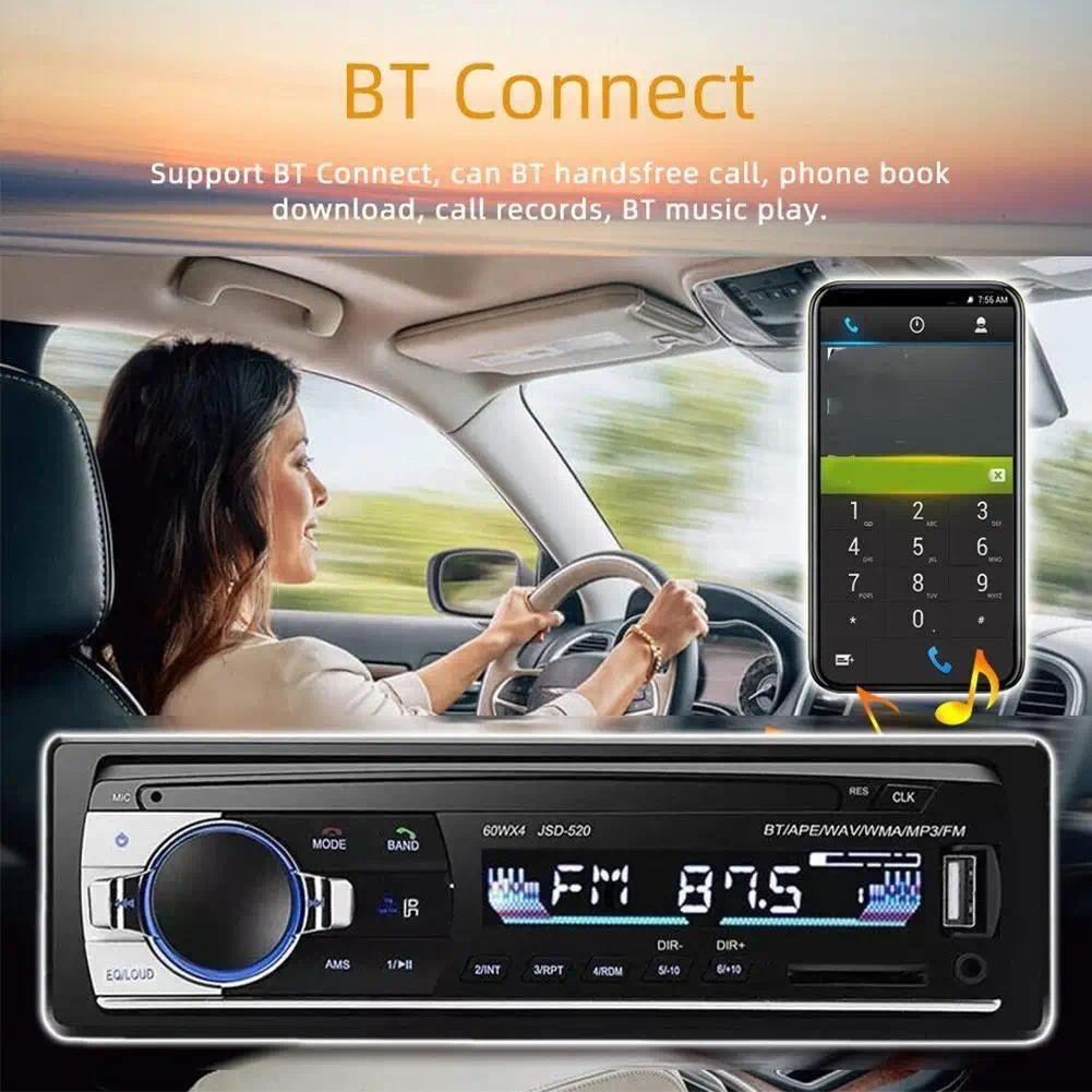 Xe Gắn Bluetooth MP3 Chip Đơn Thẻ Ô Tô Chèn USB Flash Drive FM Radio Bluetooth MP3