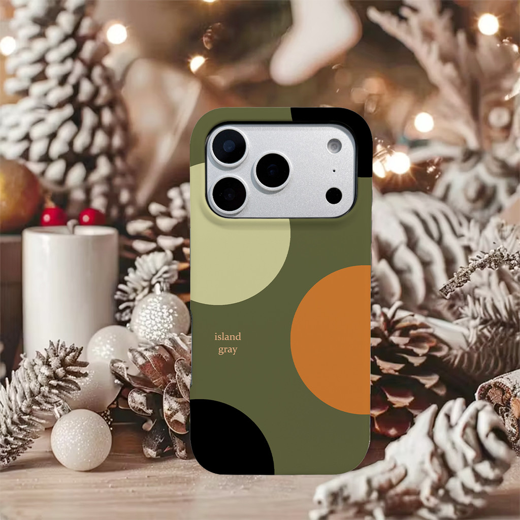 Vòng tròn màu trên nền xám Cổ điển 2 trong 1 nối trên và dưới mờ cho iPhone17 Pro Max iPhone16 Pro M