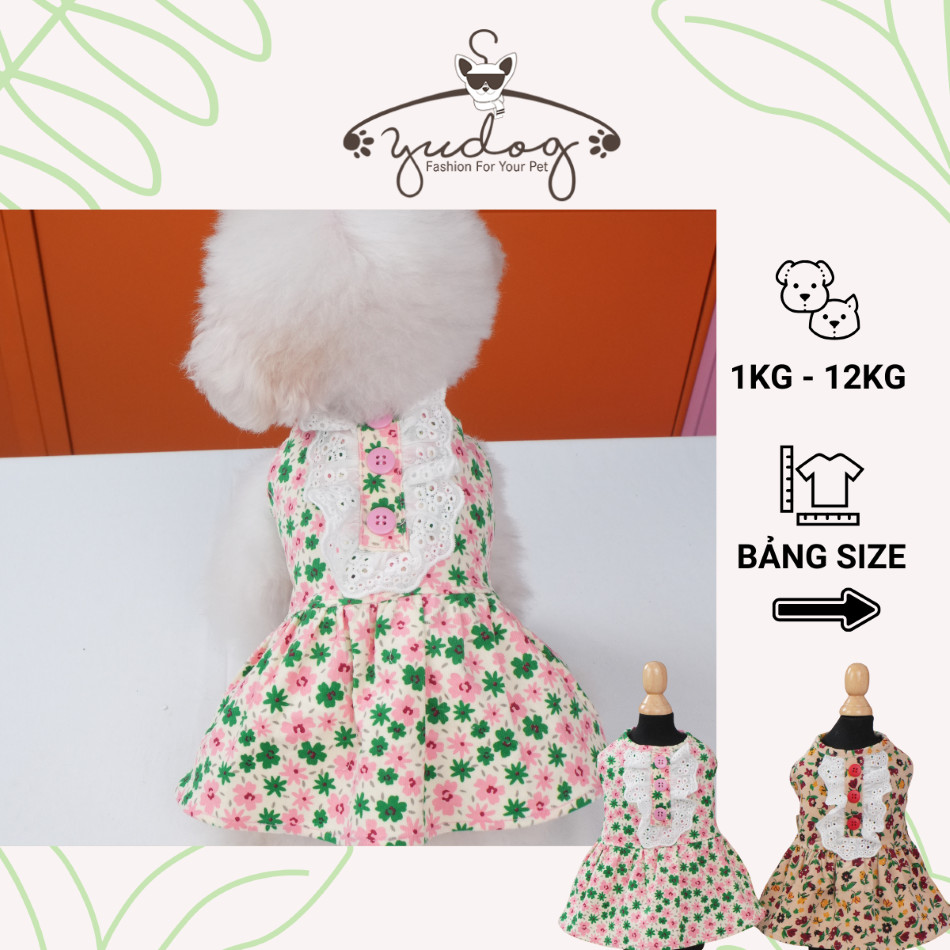 Đầm cho chó mèo, đầm trụ bèo hoa nhí xinh Yudog