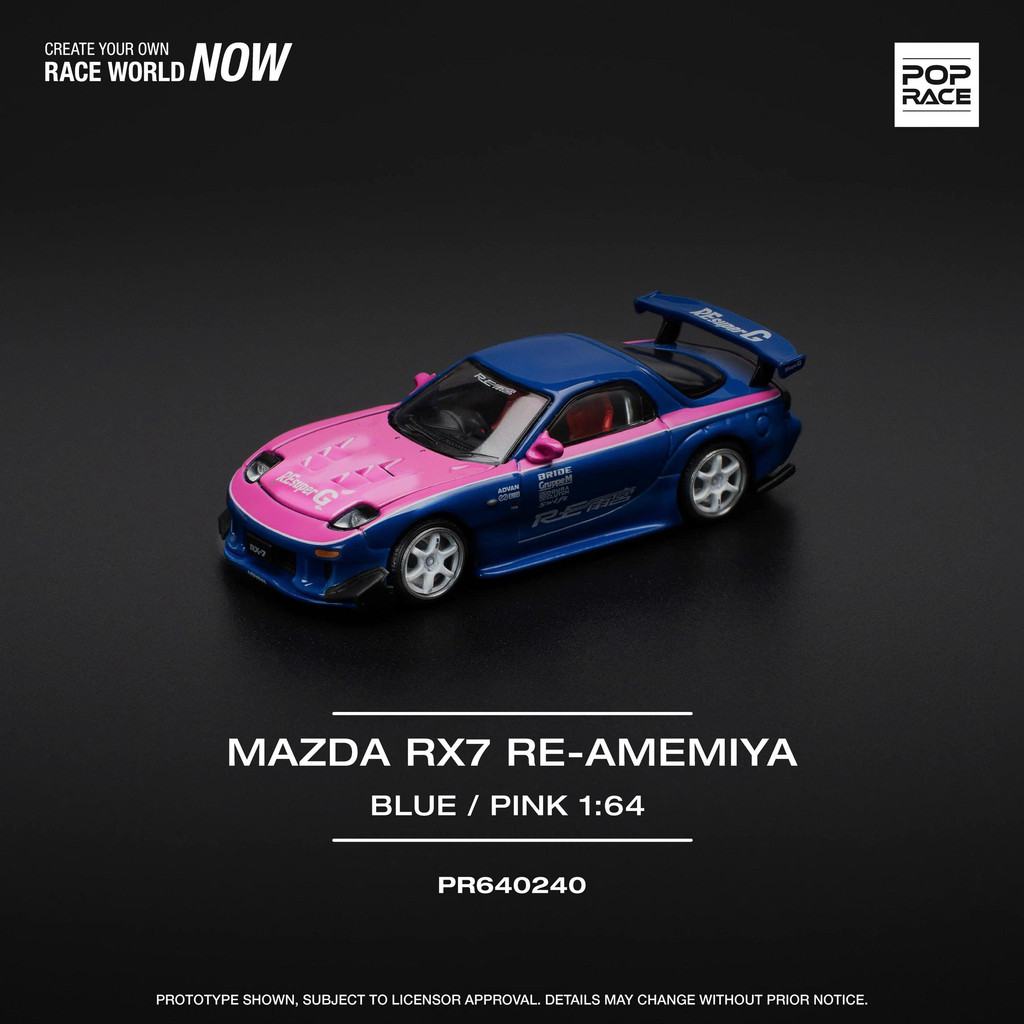 MÔ HÌNH XE Poprace #PR640240 Mazda RX7 RE-AMEMIYA BLUE PINK