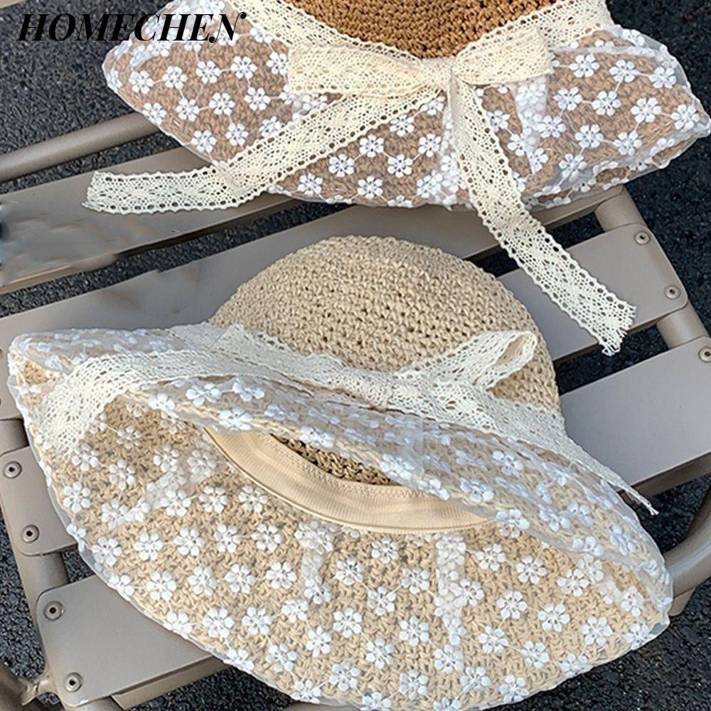 Mũ cỏ Homechen chống nắng viền rộng, mũ thời trang outdoor